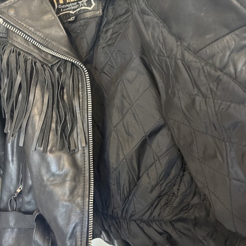 First Genuine Leather Jacket Mens Motorcycle Biker Jacket Fringe Size20 Vintage - Picture 15 of 18