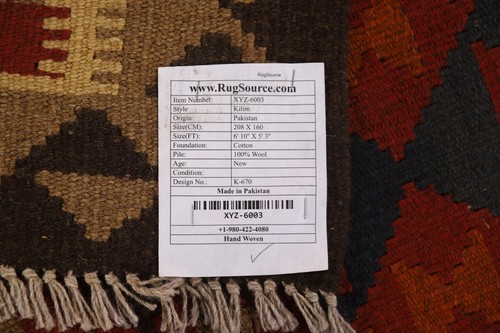 Warm Color Southwestern Kilim Area Rug 5x7 Flat-woven Wool - Picture 11 of 11
