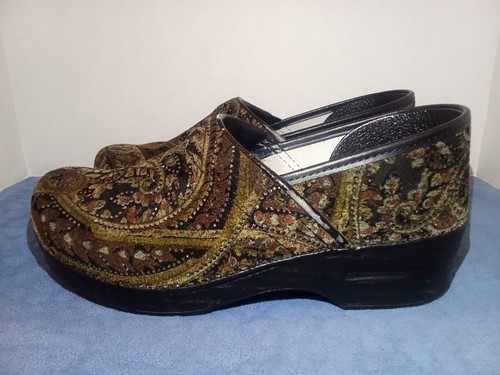Dansko 40 Women's Paisley Tapestry Velvet Clogs Comfortable Nurse Doctor Chef - Picture 5 of 9