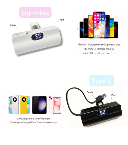 Pocket Power Bank 5000mAh, Mini Portable Charger, Fast Charging For iPhone and A - Picture 4 of 10