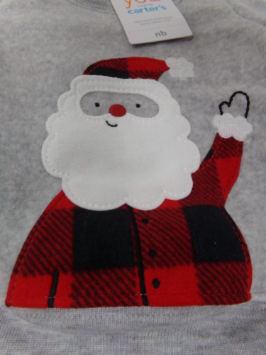 NWT-Carter's Infant 2 pc Christmas Fleece Outfit-Santa-Buffalo Plaid-NB-Newborn - Picture 2 of 4