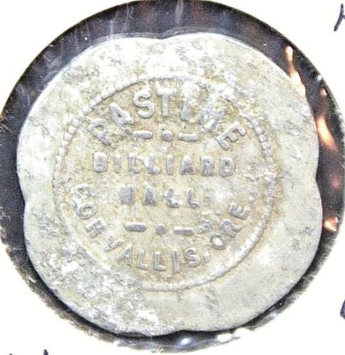Corvallis Oregon Pastime Billiard Hall Good for 25c Trade Aluminum 28mm Token - Picture 1 of 2