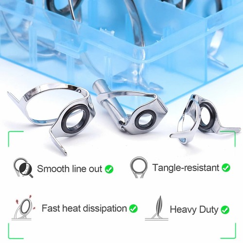 Kit de reparación de caña de pescar de arrastre de barco de agua salada anillo guía caña de pescar 9 km 7 piezas - Imagen 9 de 9