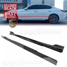 For Infiniti Q50 4-Door 2014-2024 Gloss Black Side Skirt Extension Rocker Panel
