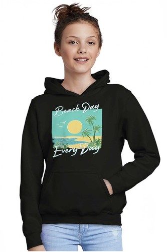 Retro Beach Day Every Day Summer Sunrise Youth Hooded Sweatshirt Boy or Girl - Picture 5 of 7