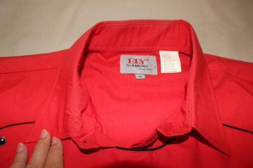 Vintage Ely Diamond Men’s Long Sleeve Western Bib Shirt Red Black Snaps Sz M - Picture 6 of 8