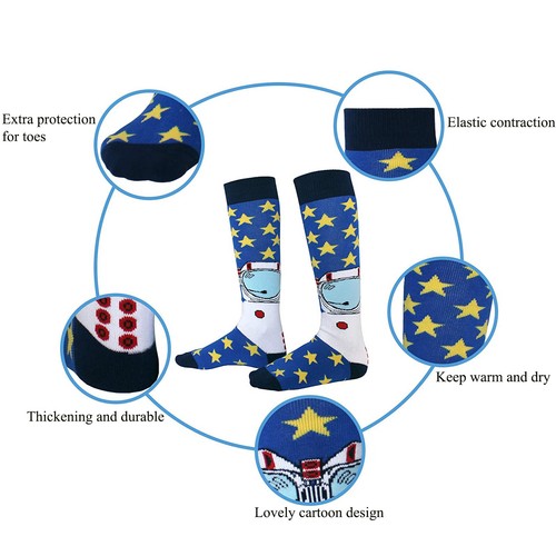 Kids Ski Socks Winter Skiing Socks Long Knee High Snowboarding Skating Socks - Picture 10 of 14