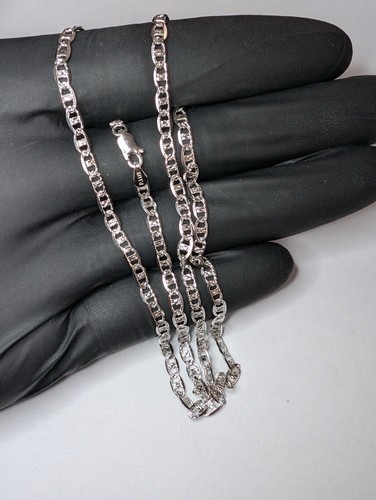 Rhodium over Solid 925 Sterling Silver 3.6mm 20” Flat Mariner Necklace - Picture 2 of 6
