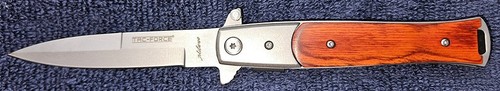 Tac Force Milano Linerlock Folding Knife 3.75" Stainless Blade Wood Handle - NEW - Picture 2 of 16