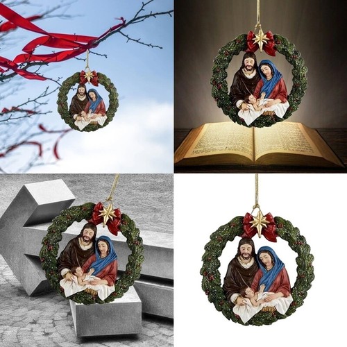 Nativity Scene Christmas Wreath Christmas Tree Decoration for Door Living Room - Picture 2 of 8