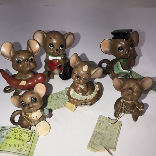 LOT of 6 W/ Tags Sticker Vintage Josef Originals Mice/Mouse Figurines - Picture 1 of 9