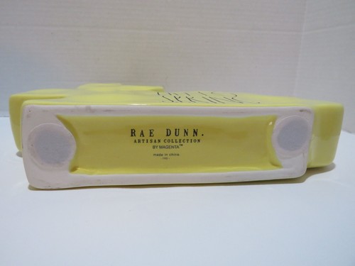 RAE DUNN NEW "HELLO SPRING" YELLOW CERAMIC BUNNY FIGURINE 11" X 9" - Picture 4 of 4