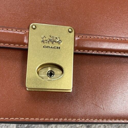 Coach Hutton Box Leather Shoulder Bag Purse Chain Strap New Defect CS898 - Picture 4 of 16