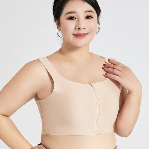 Women Zip Seamless Chest Breast Binder Tomboy FTM Sport Bra Vest Plus Size