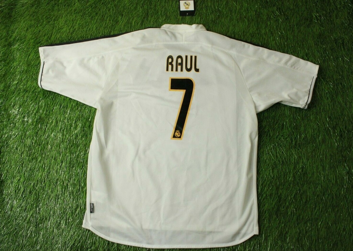 希少稀な REAL MADRID HOME JERSEY SHIRT FOOTBALL 2003-2004 RAUL 7 # 記念グッズ