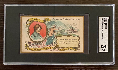 1900 's Benjamin Franklin Guerin Boutron Chocolat SGC 3 Chocolate Card - Picture 1 of 4