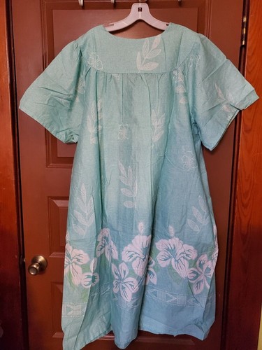 Anthony Richards Women's Dress Blue Hawaiian Floral Short Sleeve V Neck Size 2X - Picture 7 of 8