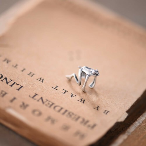 Bellissimo Orecchino Orecchino Rana Solido Argento Sterling 925 Senza Piercing AE94 - Foto 5 di 7