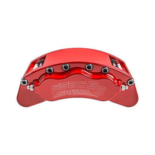 GM 2007-2020 SSBC Brawler kit de calibradora trasera de seis pistones (rojo; sin rotores) - Imagen 2 de 6