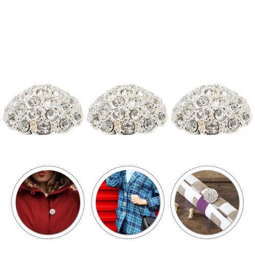 3 Pcs Metal Buttons Diamonds Coat Sewing Crystal Embellishments - Picture 2 of 12