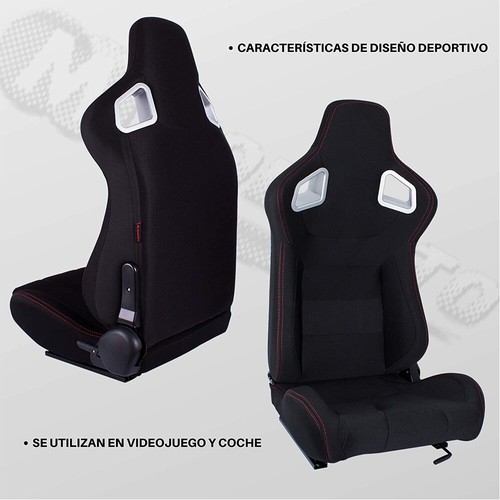MODAUTO Semibaquet  Deportivo Coche Ajustable, de Tela con Costura Roja y blanco - Imagen 31 de 40