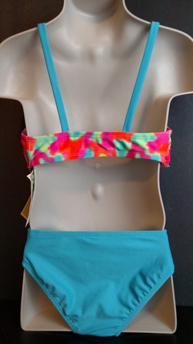 Blue Neon Crochet Ruffle Circo Two Piece Bikini Swim bathing suit UPF50+ XS 4/5 - Picture 2 of 3