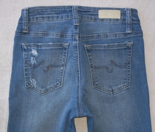 AG Adriano Goldschmeid Grace Kids Skinny Jeans Sz 12 Blue Distressed w Stretch - Picture 4 of 10
