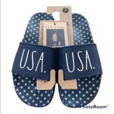Women's Rae Dunn "U.S.A." Slides NWT, size 7