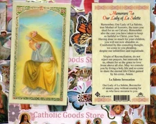 Our Lady of LaSalette - Memorare to Our Lady of La Salette - Laminated Holy Card