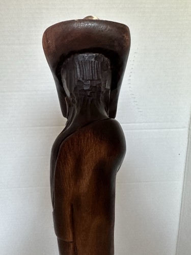 VINTAGE WOOD CARVING SCULPTURE OF A MEXICAN MAN by M. DECEMBRE - Picture 6 of 18