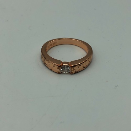 18K Gold Plated GP Band Ring w/Faux Diamond AS IS Finish Loss Read Bad Size 6 - Picture 9 of 12