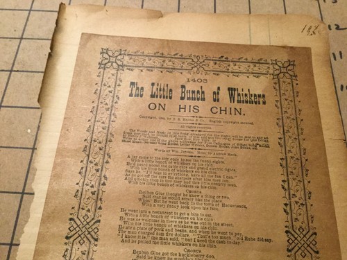 Original Song Lyrics BROADSIDE 1894 THE LITTLE BUNCH OF WHISKERS ON HIS CHIN - Picture 2 of 4