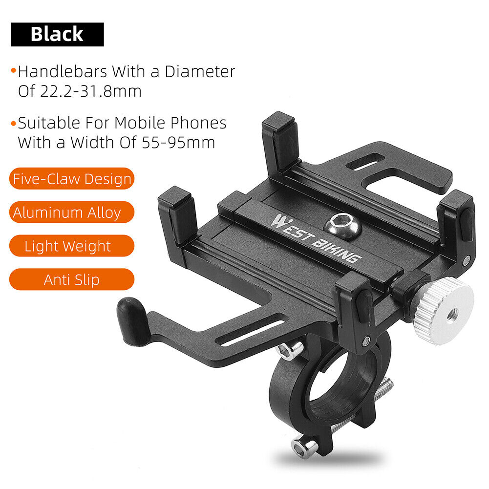 WEST BIKING Cell Phone Clamp Base Double Pole Scooter Phone Clip (Black) AU - Picture 3 of 7