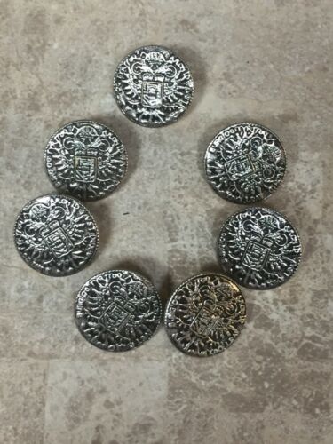 7 Silver Tone Archid Avst Dux Burg Co Tyr 1780 Buttons Approx 11/16" Reenactment - Picture 2 of 5