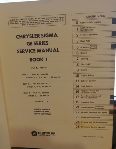Chrysler/Mitsubishi Sigma Factory Workshop Manual 1977On (4 Volumes) - Picture 2 of 9