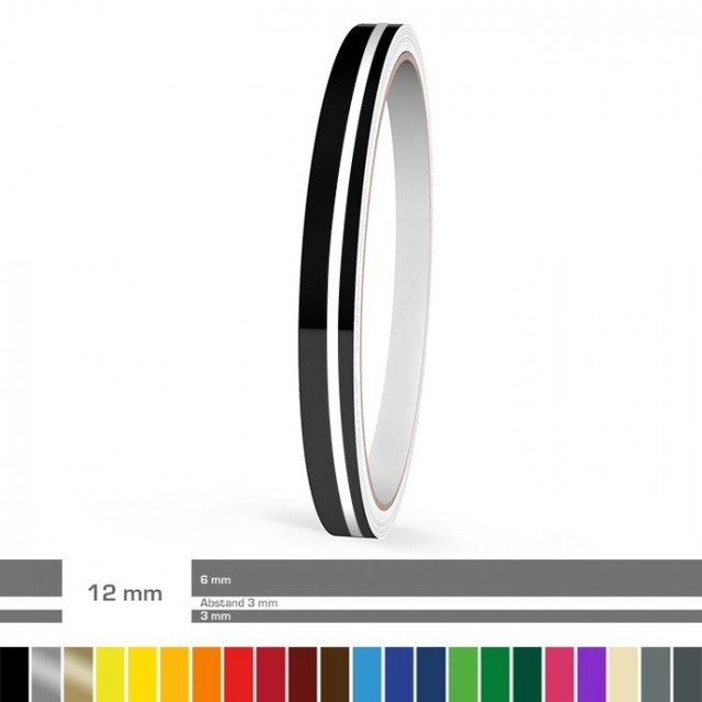 Doppel-Zierstreifen 12 mm ver. Farben für Auto Motorrad Wohnmobil Modellbau Doppel-Zierstreifen 12 mm ver. Farben für Auto Motorrad Wohnmobil Modellbau