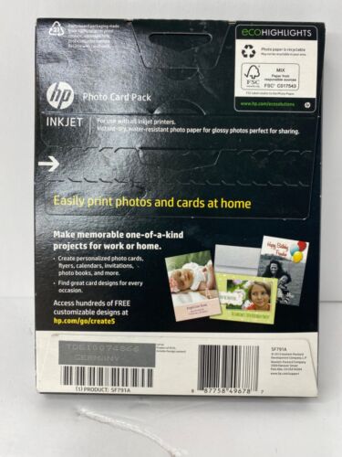 HP Photo Card Pack 10 Sheets of 5x7, 5 Sheets 4x6 Glossy Paper 10-5x7 Envelopes - Picture 2 of 3