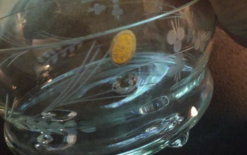 Clear Etched Glass Nut Candy Dish - Footed - Picture 2 of 6