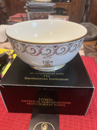 Neu im Karton Lenox General Washington Monogramm Schüssel 8-1/4" Smithsonian Collection