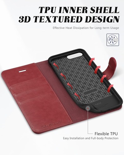 Cover for iphone 7/8/SE/7P XR,X Max Wallet Magnetic PU Leather with RFID, TUCCH - Picture 62 of 76