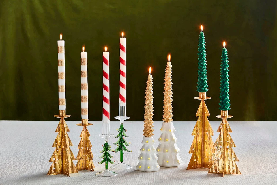 Mudpie - Gold Christmas Tree Taper Candle Set - 49800256GT - Image 2 of 2