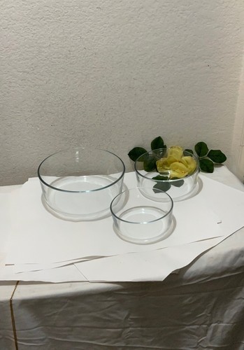 Set of 3 Bormioli Rocco Italy Round 9” 7”&6” Glass Dip Serving Dish Bowl G10 - Picture 4 of 13