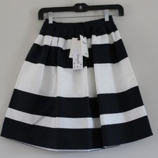 NWT Bonpoint Girls Concerto Pleated Navy Blue and White Stripe Skirt 12