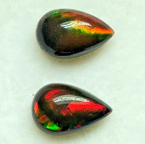 3.35 ct Pair of Natural Beautiful Cabochon Black Opal Loose Gemstone - Picture 11 of 13