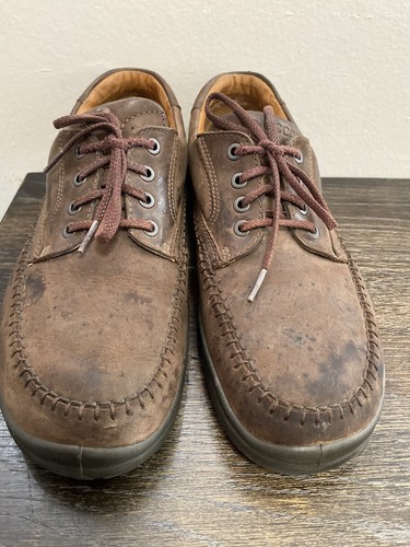 ECCO Mens SIZE EUR 45 Brown Vegetable Tanned Leather Walking Shoes US 11 11.5 A - Picture 2 of 6