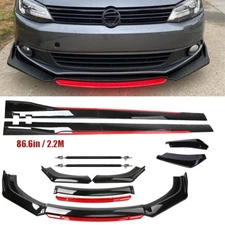 Front Bumper Lip Spoiler Splitter Body Side Skirt Gloss Black For VW Jetta MK6