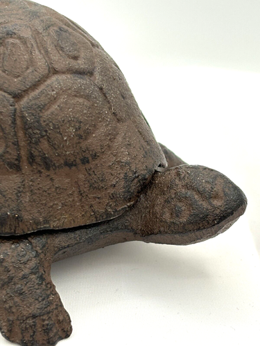 Cast Iron Turtle Hide A Key Box Distressed Brown Garden Decor Figure Key Keeper - Picture 9 of 14