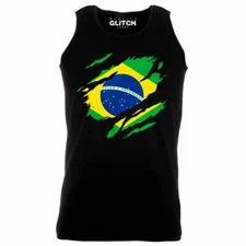 Torn Brazil Flag Men's Vest Brazilian World Cup Football Supporter Proud