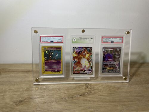 Da 1-3 Carte Pokemon Espositore Display Plexiglas Legno Gradata Psa/Graad+ Stand - Imagen 2 de 16