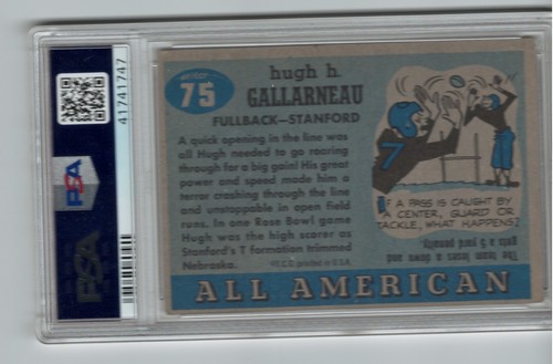 1955 Topps All American - #75 - Hugh Gallarneau - Stanford - PSA 3 - 1747 - Imagen 2 de 2